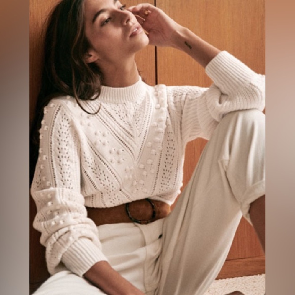 Sezane Solal sweater jumper in cream, size small